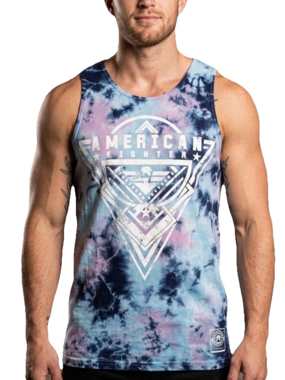 American Fighter Men’s Blue & Purple Tie-Dye Tank Top Size Small